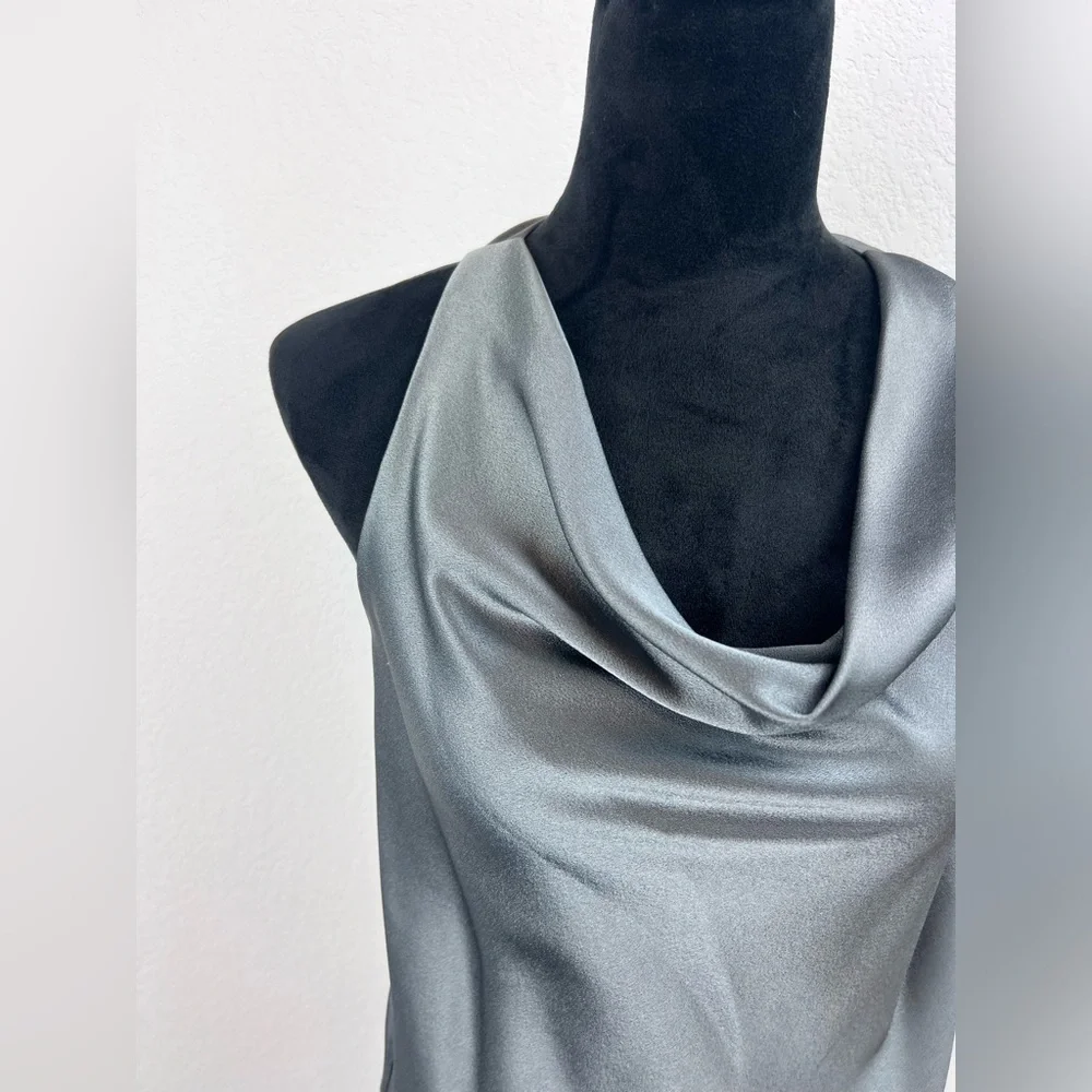 Alice + Olivia Gray Satin Cowl Neck Top - Picture 3 of 12